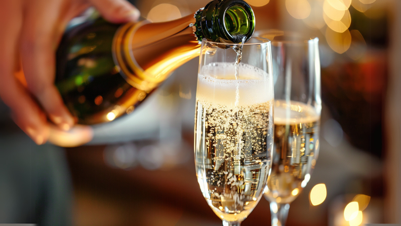 champagne pouring into glass