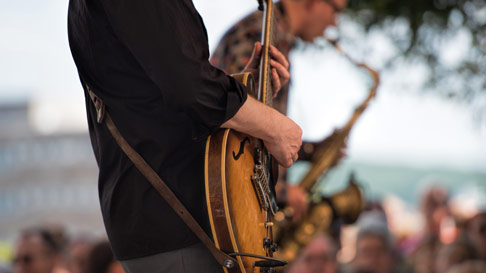 outdoor concert with bass and saxophone 
